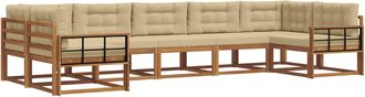 vidaXL Conjunto De Sof&aacute;s De Exterior 7 Uds. Natural Y Beige Vidaxl