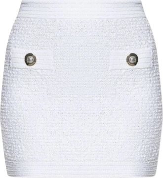 Balmain Witte Zijden & Nylon Rok - Dames - Korte rokken - Wit - M - Nylon - Rokken