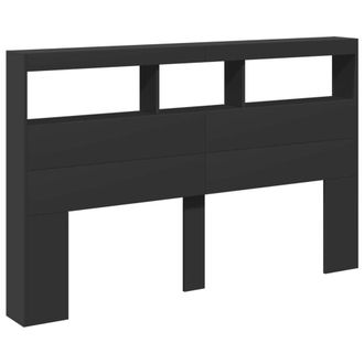Berkfield Home Headboard Cabinet with LED Black 160x17x102 cm | Size: 160 x 17 x 102 cm
