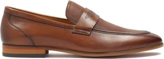 Kazar Bruine leren loafers met reli&euml;f. Dit product valt groot uit. - Heren - Loafers - Bruin - 40 EU - Leer - Schoenen