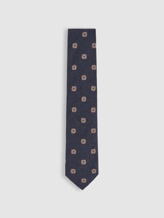 Reiss Navy Silk-wool Square-medallion Tie