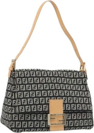 Fendi Pre-owned Shoulder Bags, female, Black, Size: ONE SIZE Pre-owned Zucchino Canvas Shoulder Bag