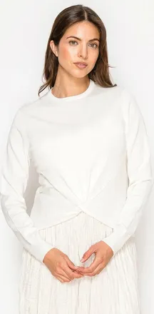 YAL New York Soft White Knit Sweater with Subtle Twist