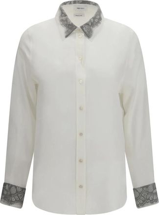 Alexander McQueen Floral Lace Detail Shirt - Dames - Blouses & Shirts - Wit - Maat: M Katoen