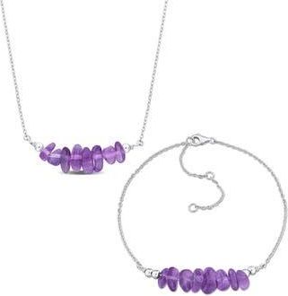 Delmar Amethyst Beaded Necklace & Bracelet Set in Purple at Nordstrom Rack