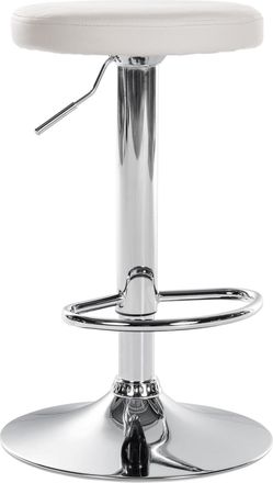 Clp Taburete de bar ajustable giratorio en simil cuero blanco