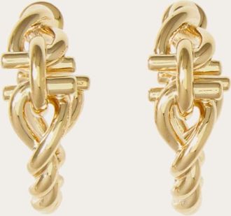 Ferragamo Women Twisted chain Gancini hoop earrings (S) Gold