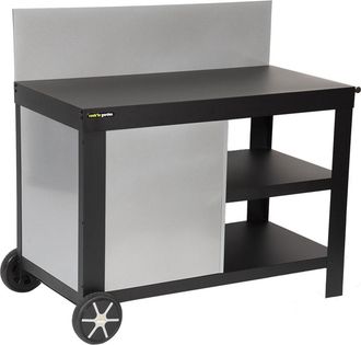 COOK IN GARDEN Carrito plancha con estante de acero gris y negro