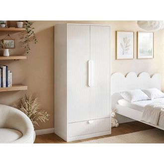 Flair Calista Ribbed Wardrobe 2 Doors with Drawer in White