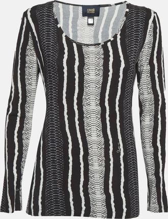 Roberto Cavalli Cavalli Class Black Printed Knit Long Sleeve Top