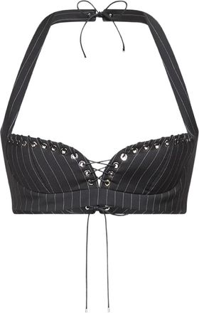 Ludovic de Saint Sernin Robin top met krijtstreep en veters - Grijs