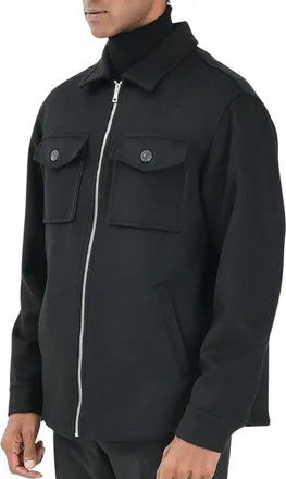 Yes London Black Zip Closure Wool-Blend Coat
