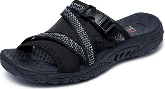 Skechers Womens Reggae Slide Thru Sports Sandals, black, 6 UK