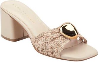 Marc Fisher Farrel Embellished Square Toe Slide Sandal in Light Natural at Nordstrom, Size 6.5