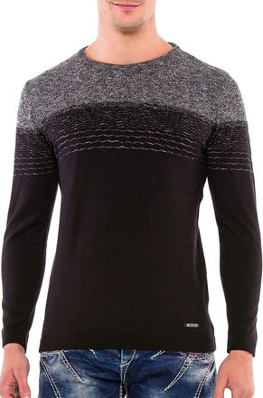 Cipo & Baxx Mens Knitted Pullover Pattern Mix Sweatshirt Crew Neck Coloured Pullover Long Sleeve Shirt Swaeter - - Medium