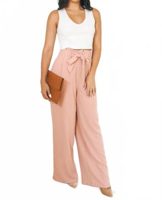 DO+BE Collection Wide Leg Pants With Belt In Blush