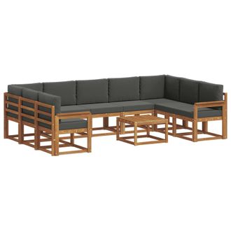 vidaXL Conjunto De Sof&aacute;s De Exterior 10 Pcs Natural Y Antracita Vidaxl