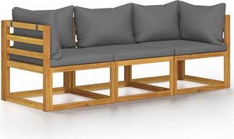 vidaXL Sof&aacute; De Jard&iacute;n De 3 Plazas Con Coj&iacute;n Madera Maciza De Acacia Vidaxl