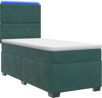 vidaXL Letto Box Spring Con Materasso Verde Scuro 90 X 200 Cm Velluto Vidaxl