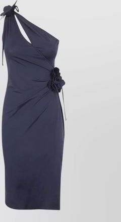 Coperni one shoulder floral draped knee dress