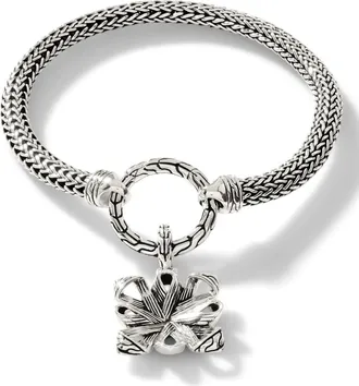 John Hardy Classic Chain Floral Pendant Rope Bracelet in Silver at Nordstrom Rack, Size Medium