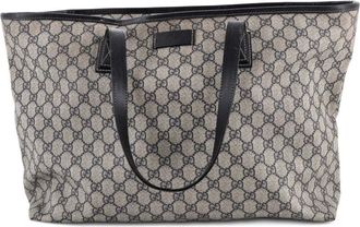 Gucci Plus GG leren shopper met gecoat canvas - Blauw