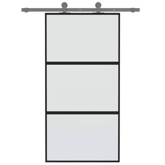 Berkfield Home Sliding Door Black 102.5x205 cm Tempered Glass & Aluminium