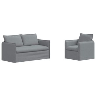 vidaXL Juego De Sof&aacute; 2 Uds. Gris Claro Tela Vidaxl