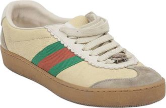 Gucci Womens Leather Gg Web Detail Sneaker (Authentic Pre-Loved)