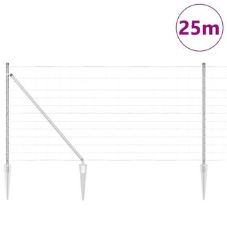 Berkfield Home Modern Field Fence 1.2x25 m Galvanised Steel in Silver