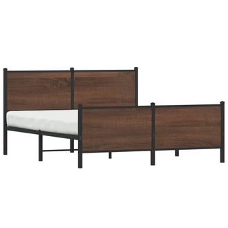 Berkfield Home Metal Bed Frame without Mattress Brown Oak 140x190 cm