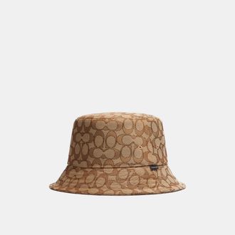 Coach Mens Signature C Jacquard Bucket Hat - Beige - Size Medium/Large
