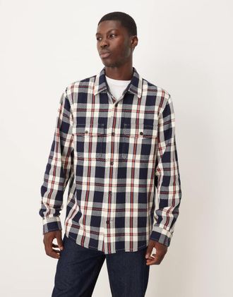 GANT Camicia giacca in twill pesante a quadri blu navy