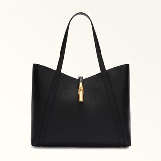 Furla Drop L Leather Tote Bag, Black