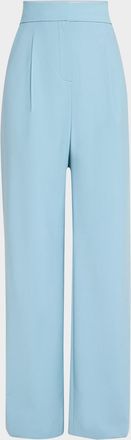 Veronica Beard Robinne Pleated Straight-Leg Pants