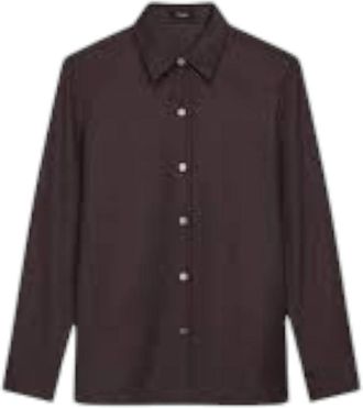 Theory Bruine Overhemd Italiaanse Wollen Flanel - Dames - Overhemden - Bruin - XS - Wol - Overhemden
