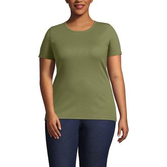 Lands End Cotton Rib T-shirt in Simply Olive at Nordstrom, Size 1X
