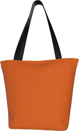 AOOEDM Burnt Orange Solid Color Reusable Grocery Bag Shopping Bag Casual Shoulder Bag Handbag for Men Women ECO Market Bag Beach Bag Travel Totes