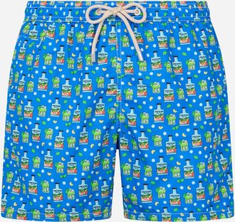 MC2 Saint Barth Man Lightweight Fabric Swim-shorts Lighting Micro Fantasy With Paloma Portofino Gin Print Portofino Dry Gin Special Edition