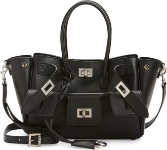 Balenciaga Small Bel Air Leather Carry All Bag in 1000 Black at Nordstrom