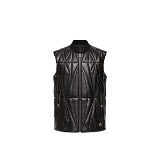 Rick Owens Moncler Geocamo Flight Nappa Leather Vest, Unisex, Black, Size: 2