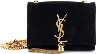 Saint Laurent Classic Monogram Tassel Crossbody Bag Suede Small shoulder bag - Zwart