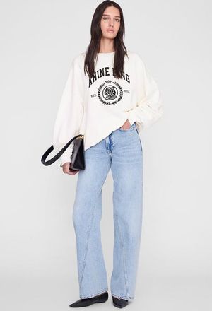 Anine Bing Miles Collegiate Sweatshirt in Cream at Nordstrom, Size X-Small