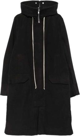 Rick Owens Tower oversized parka in zwart geborstelde keperstof