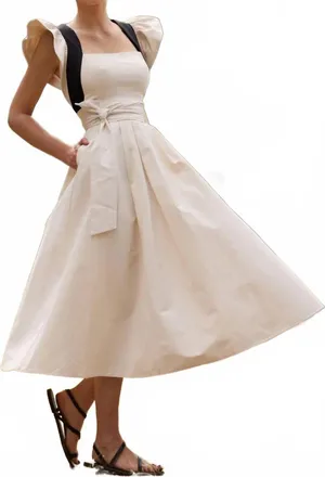 The IQ Collection Loreto Midi Dress In Beige
