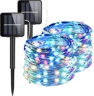OEM 2 Instalaciones Solares, Pvc/cobre, 100 Led, 12 M, 8 Modos De Iluminaci&oacute;n, Multicolor
