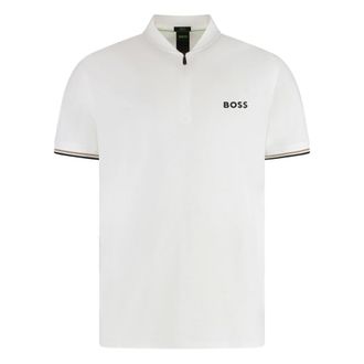 HUGO BOSS Hugo, Polo Shirts, male, White, Size: 2XL Slim Fit Technical Fabric Polo Shirt