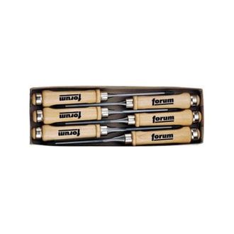 Forum Juego De 6 Cinceles De Acero De Herramientas Con Mango De Madera, Contenido : 6 10 12 16 20 26 Mm