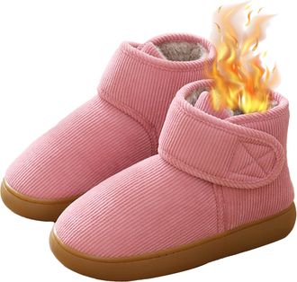 Generic Diabetic Shoes for Women Men Winter Snow Boots Warm Fur Lining Non-slip Non-Slip Slippers Comfortable Adjustable Straps for Swollen Feet Women Pink 3.