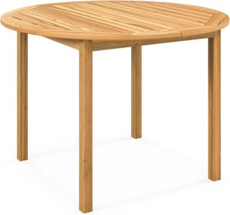 Costway Costway Mesa Redonda Exterior 110x75 Cm, Madera De Acacia, Mesa Jardin Exterior Para 4 Personas, Mesa Terraza Balcon Jardin, Natural